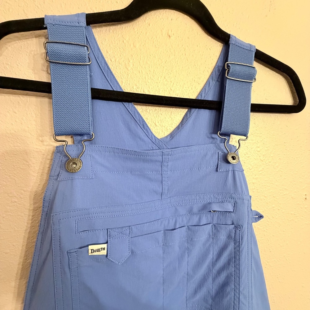 Duluth Trading Co Heirloom Gardening Bib Overalls Blue Ripstop Womens Medium 31